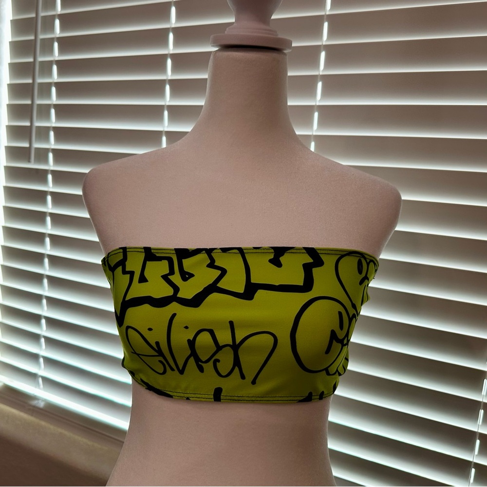 Billie Eillish Freak City Stylish Green Graphic Tube Top - NEW!